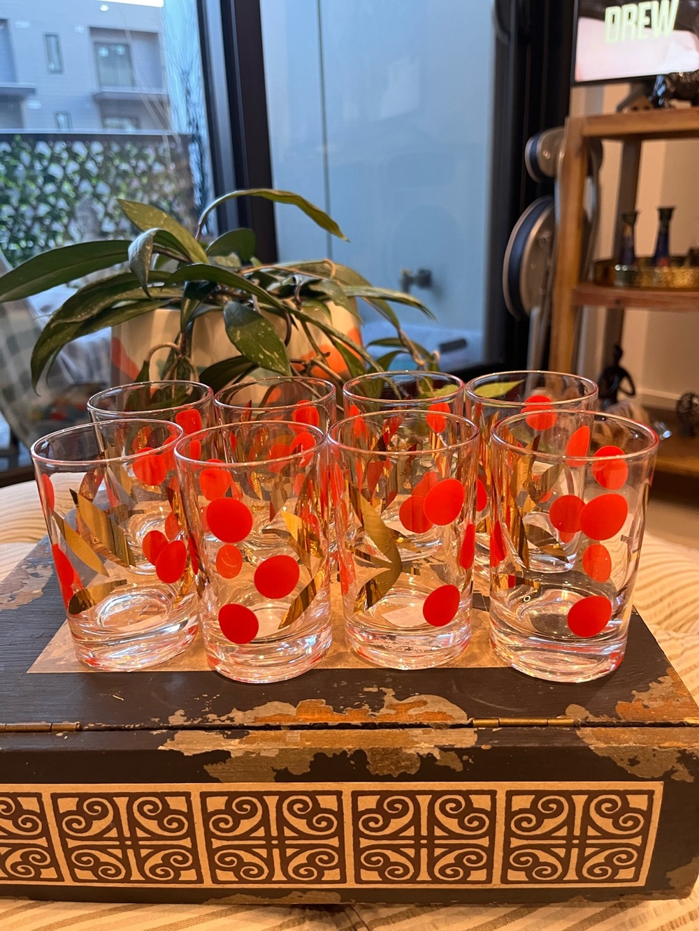 Vintage Mid-Century Modern Culver-Style Polka Dot Tumbler juice glasses